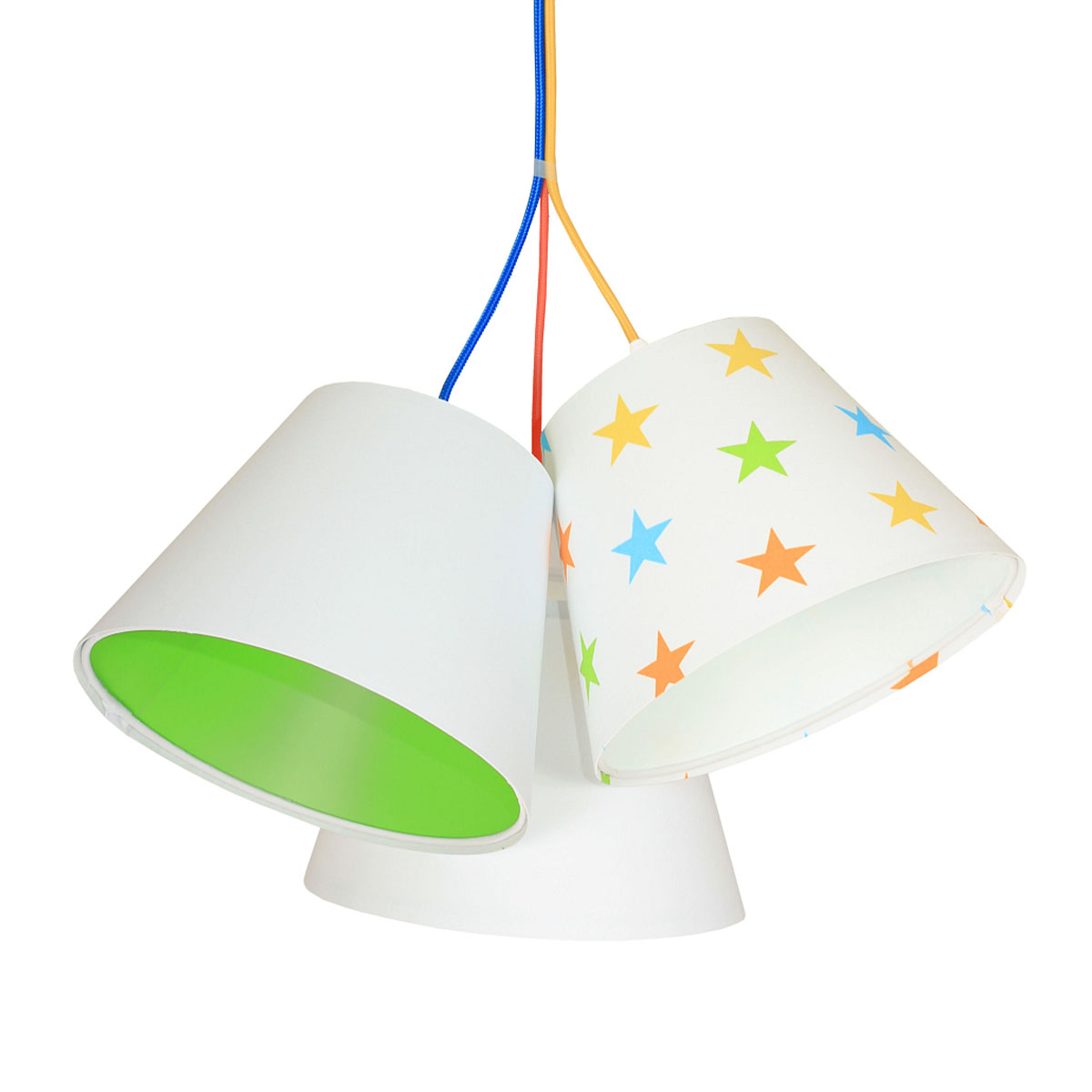 Kinder Hängelampe Sternenmuster mehrfarbig, Ø: 53 cm, Weiß, Grün