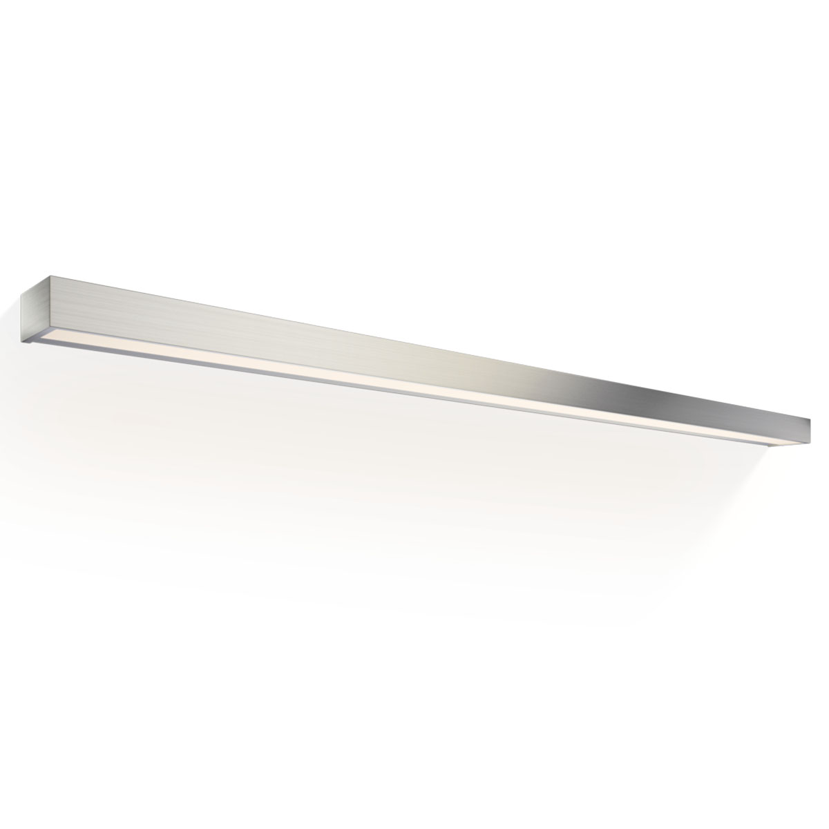 Hochwertige Design-Wandlampe fürs Bad – Decor Walther Box 150 N LED Wandleuchte Bad, Nickel satiniert, B: 150 cm, Warmweiß 3000K