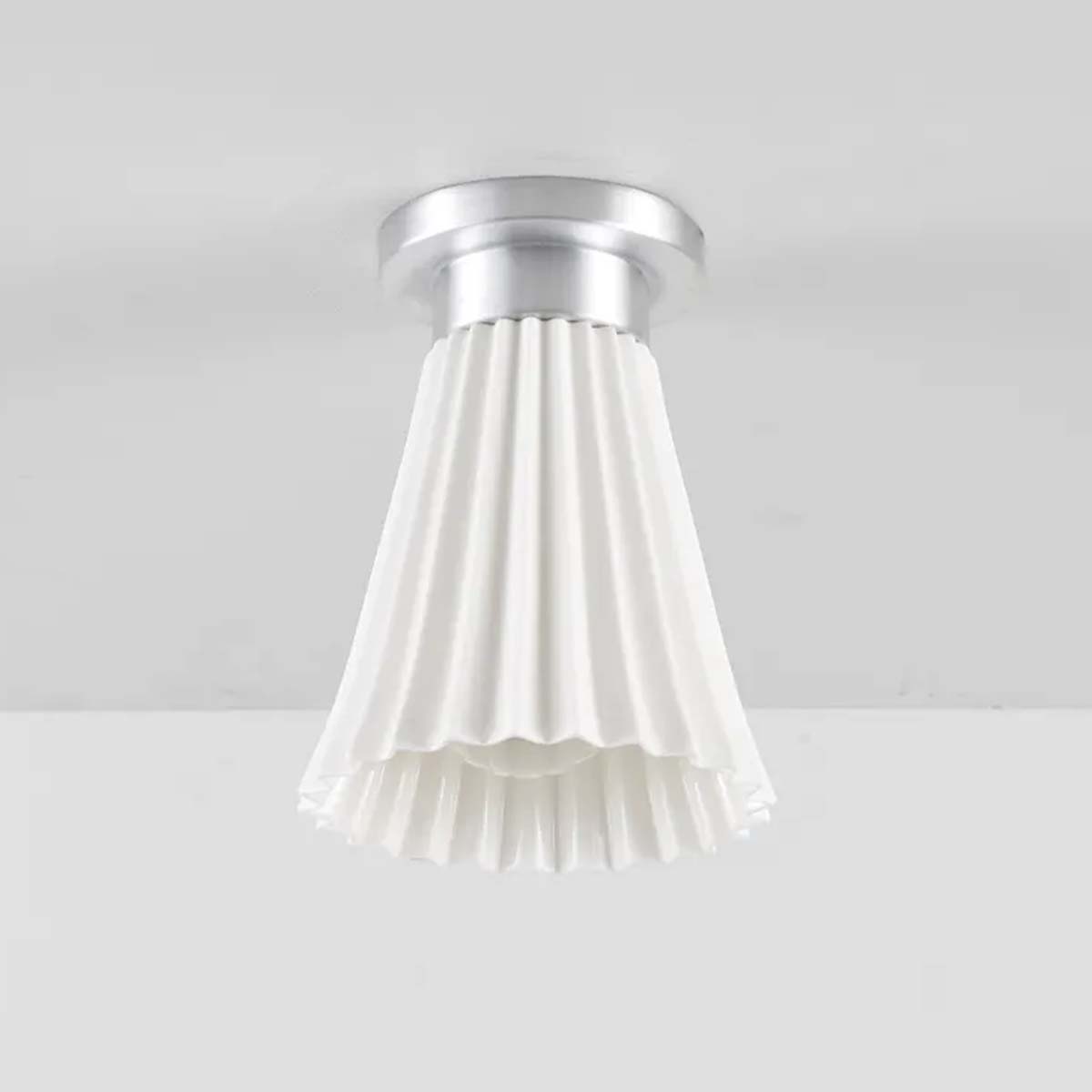 Hector Medium Pleat Deckenleuchte, Aluminium gebürstet, Ø: 12,5 cm