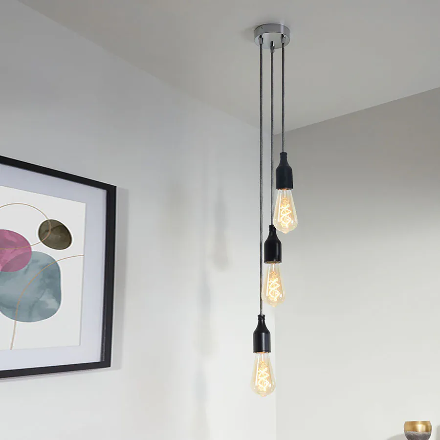 Lampen Baldachin Metall 3-fach Chrom, Ø: 10 cm x H: 2,5 cm