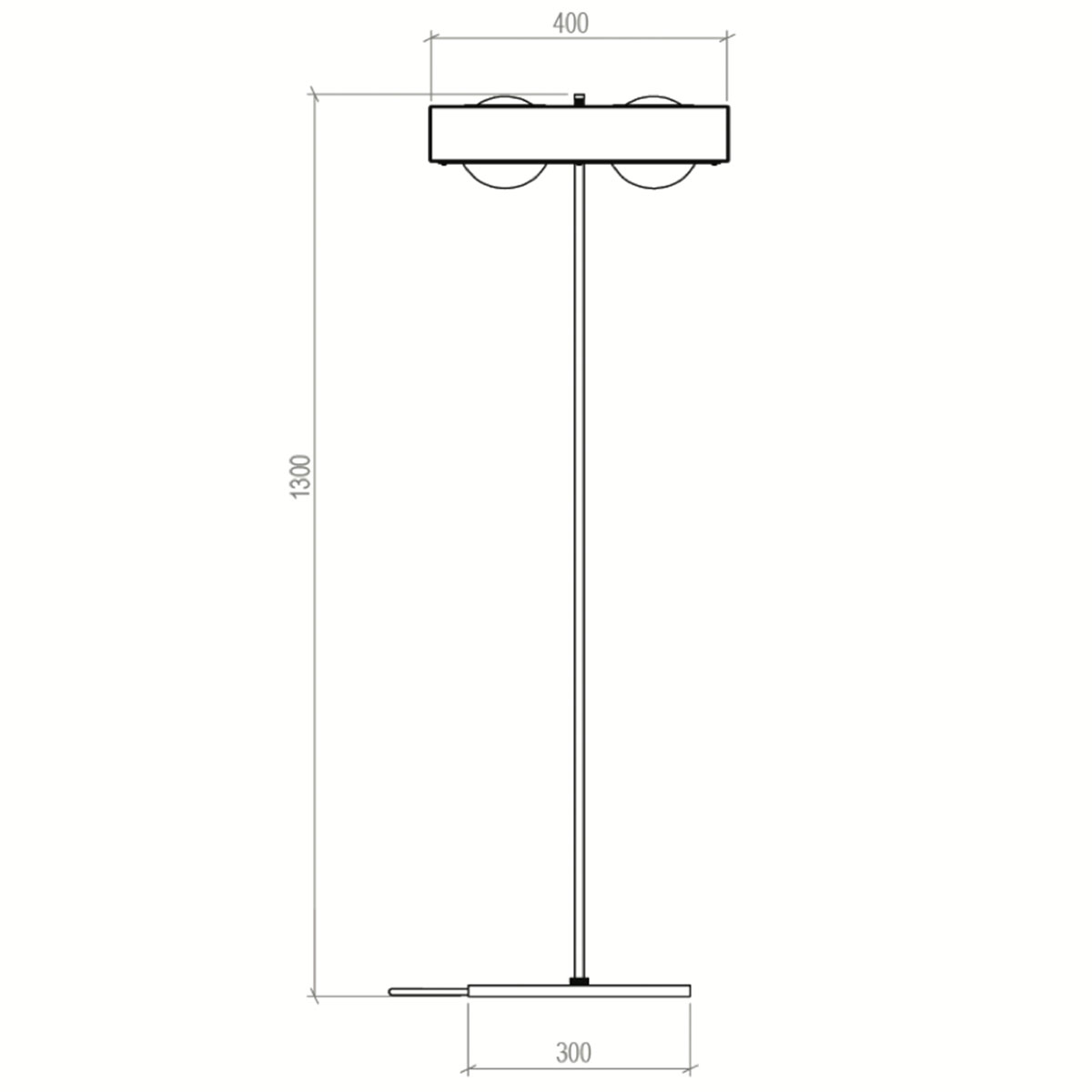Technische Zeichnung Bert Frank Kernel Stehleuchte, H: 125 cm, 2-flammig, Schwarz Technische Zeichnung Bert Frank Kernel Stehleuchte, H: 125 cm, 2-flammig, Rot