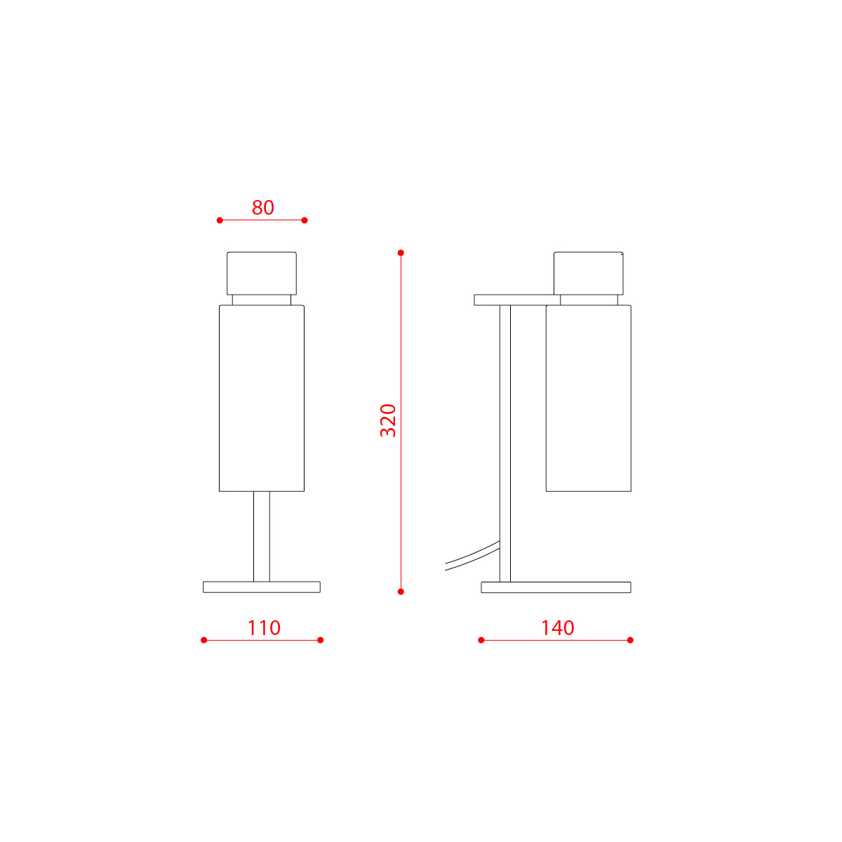 Osman 560.31 Tischleuchte H: 32 cm, Schwarz Matt / Schwarz Chrom & Rauchglas