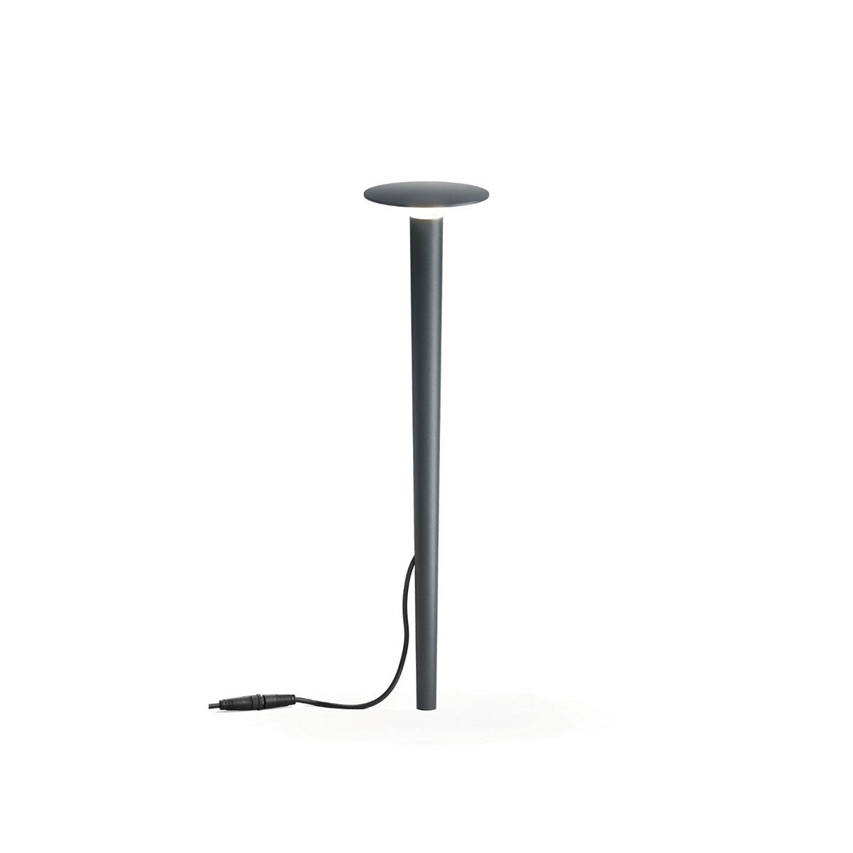 Längliche Erdspießleuchte anthrazit mit Stecker und schwarzem Kabel