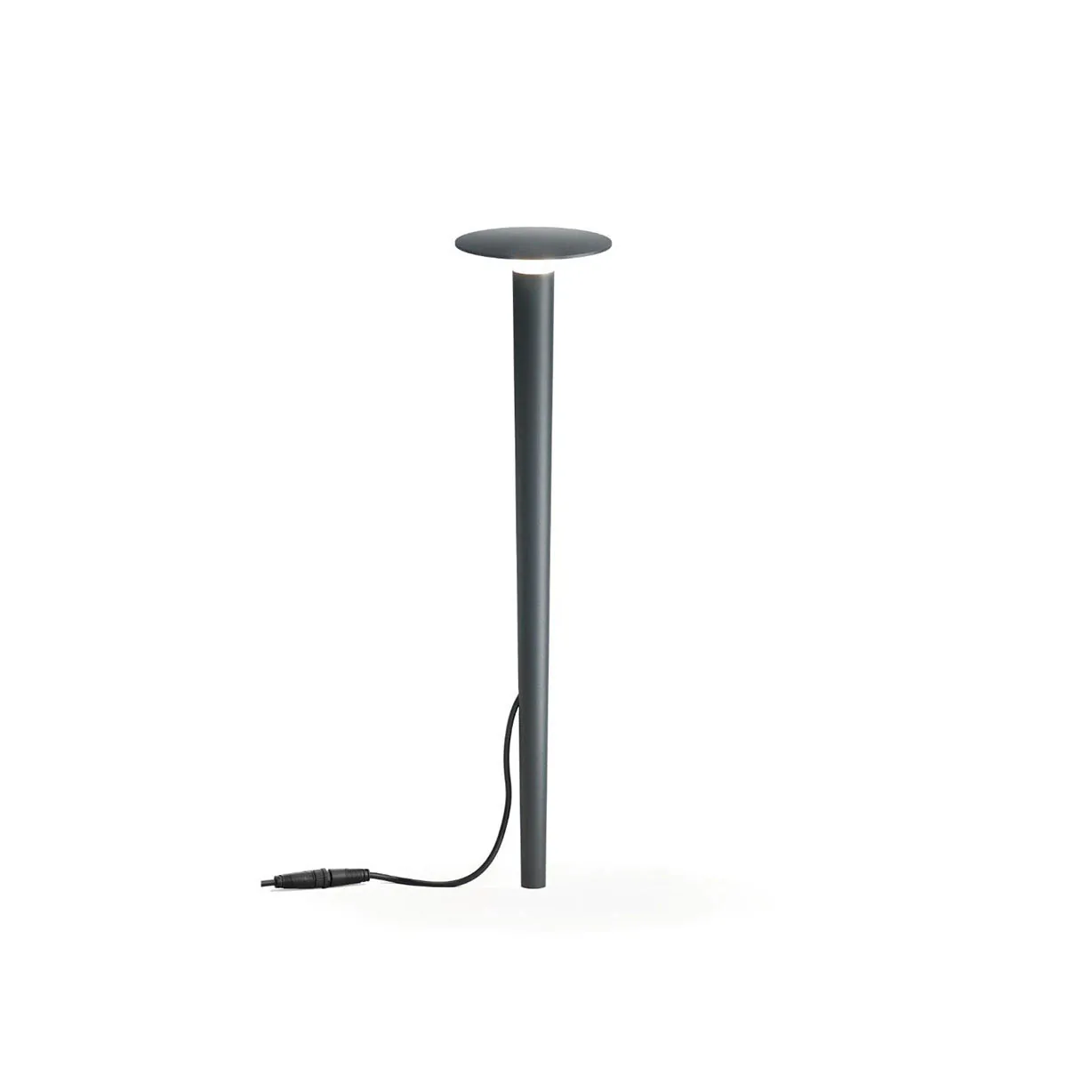 Längliche Erdspießleuchte anthrazit mit Stecker und schwarzem Kabel