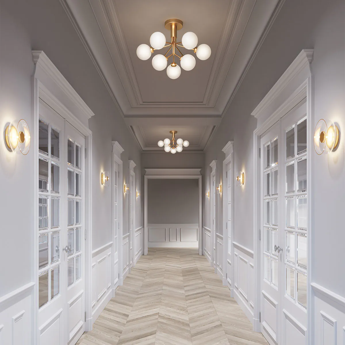 Apiales 9 Deckenleuchte, Ø: 59,5 cm, Schwarz satiniert & Rauchglas