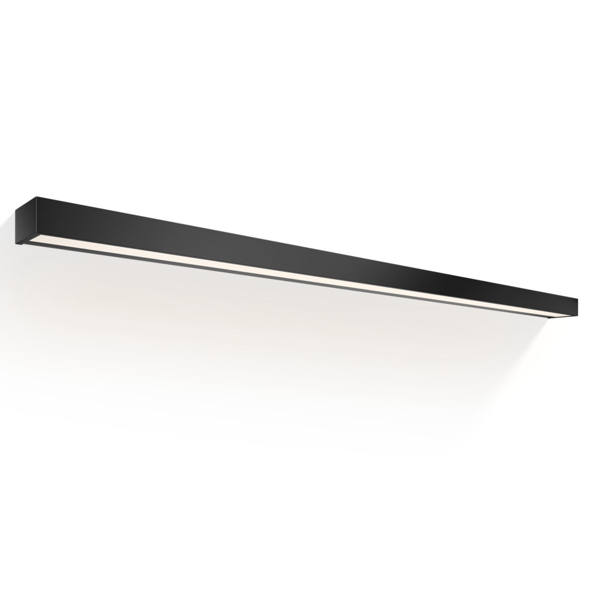 Exklusive Wandleuchte für Badezimmer und Gäste-WC – Decor Walther Box 150 N LED Wandleuchte Bad, Schwarz matt, B: 150 cm, Warmweiß 3000K