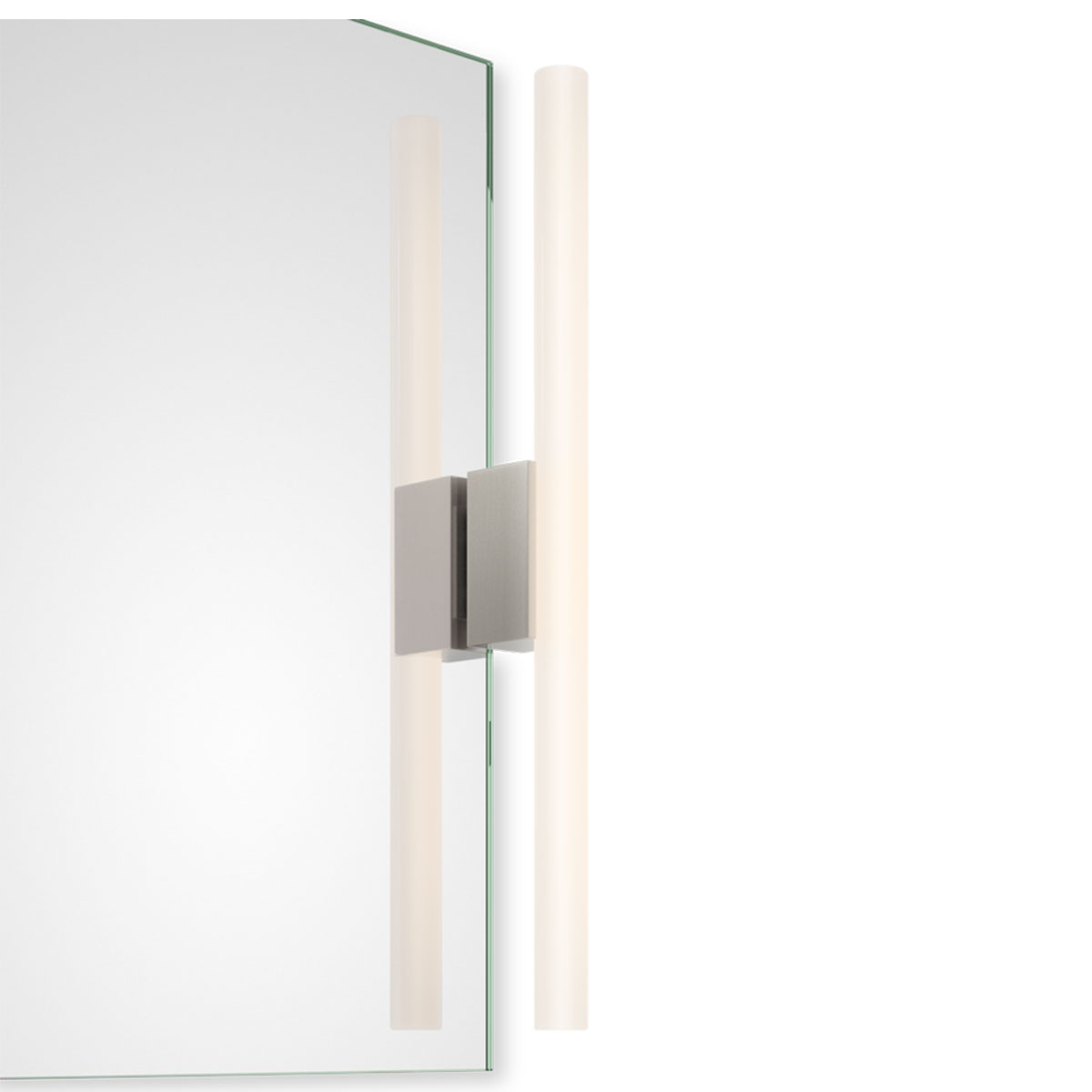 Exklusiver LED-Spiegel für Bad & Gäste-WC – Decor Walther Omega 1 Spiegel Aufsteckleuchte Bad, H: 30/50 cm, B: 4,5 cm, Fassung ohne Leuchtmittel, Nickel satiniert