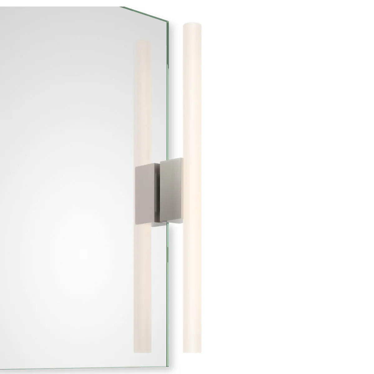 Exklusiver LED-Spiegel für Bad & Gäste-WC – Decor Walther Omega 1 Spiegel Aufsteckleuchte Bad, H: 30/50 cm, B: 4,5 cm, Fassung ohne Leuchtmittel, Nickel satiniert