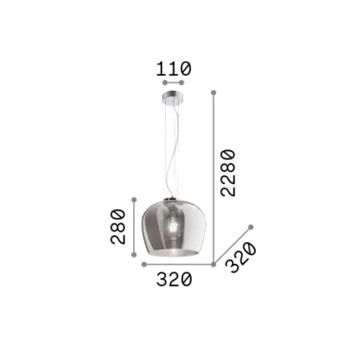 Blossom SP1 Pendelleuchte, Ø: 32 cm, Rauchglas