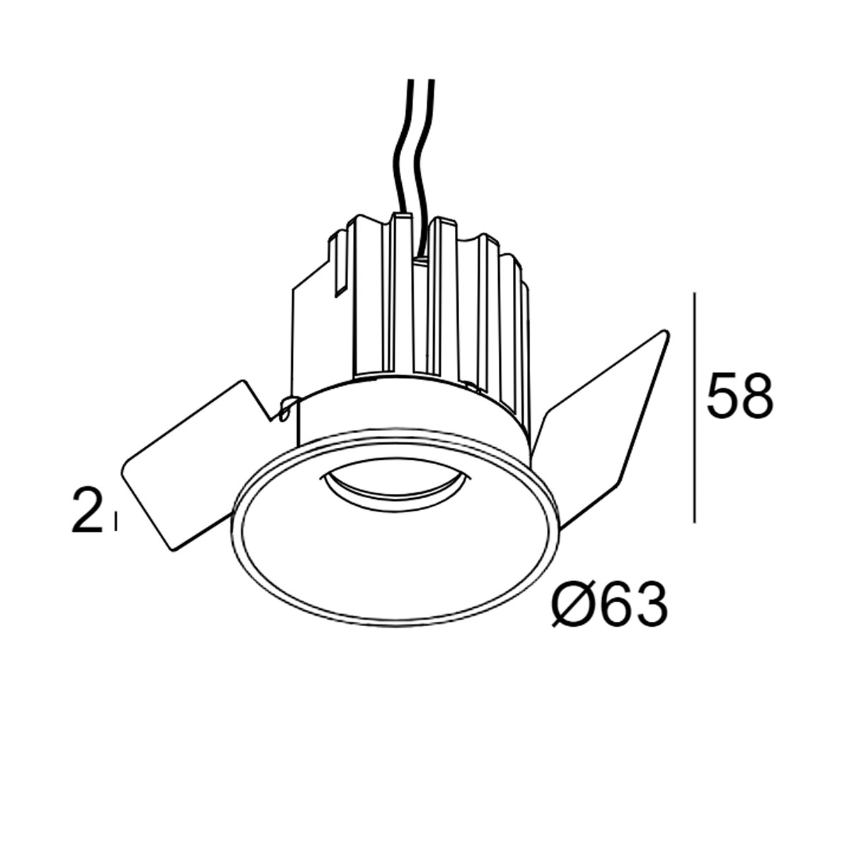 DeltaLight MINI REO II X 92737 IP65 Einbaustrahler, Ø: 6,3 cm, Schwarz, Extra-Warmweiß 2700K Einbaustrahler – technische Zeichnung