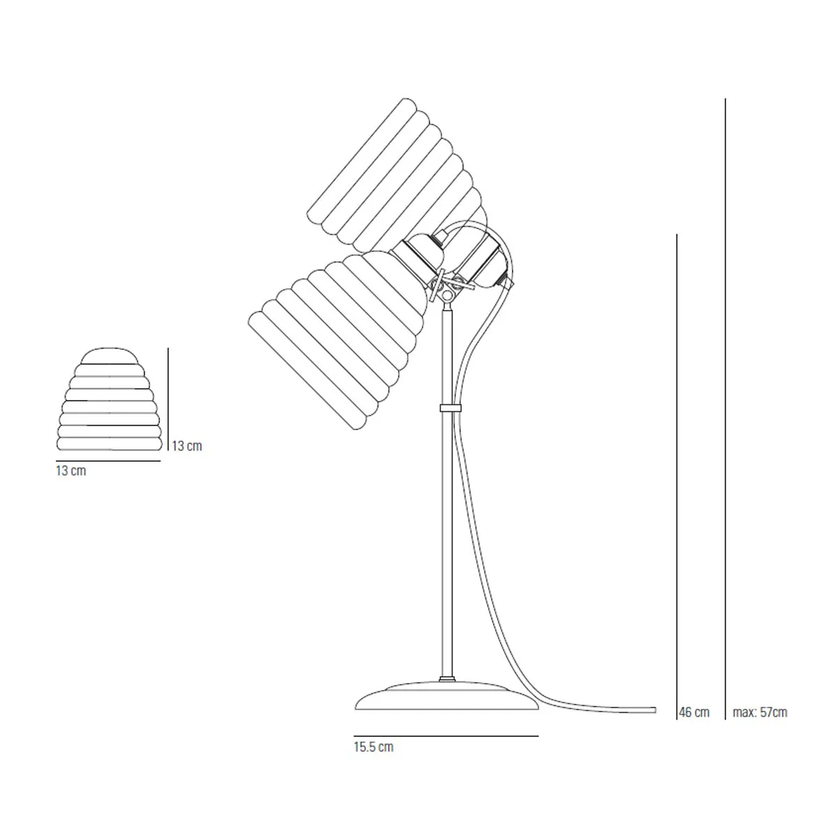 Hector Bibendum Tischleuchte, H: 46 - 57 cm, Kabel Rot