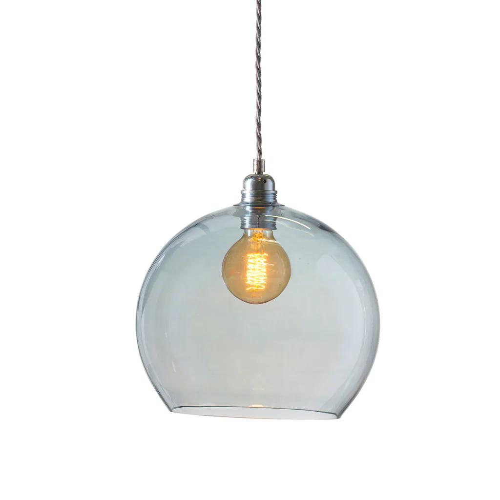 Rowan Pendelleuchte L Ø 28 cm, Topaz Blue, Silber