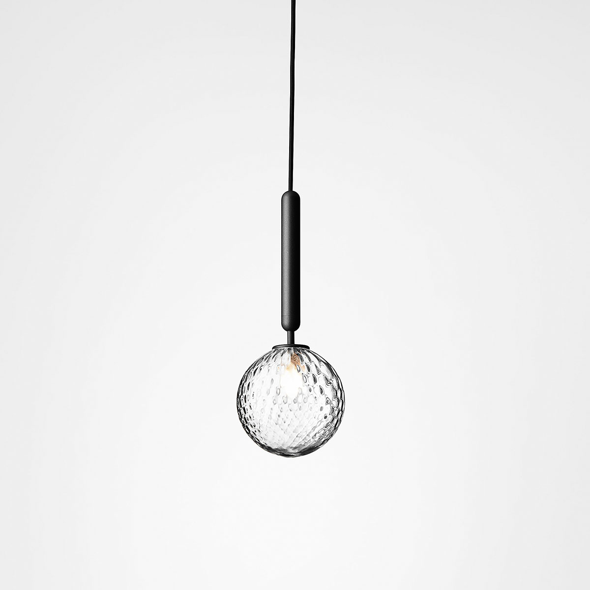 Miira 1 Pendelleuchte, Ø: 14 cm, Steingrau, Glas transparent