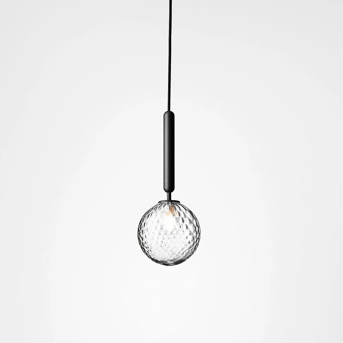 Miira 1 Pendelleuchte, Ø: 14 cm, Steingrau, Glas transparent