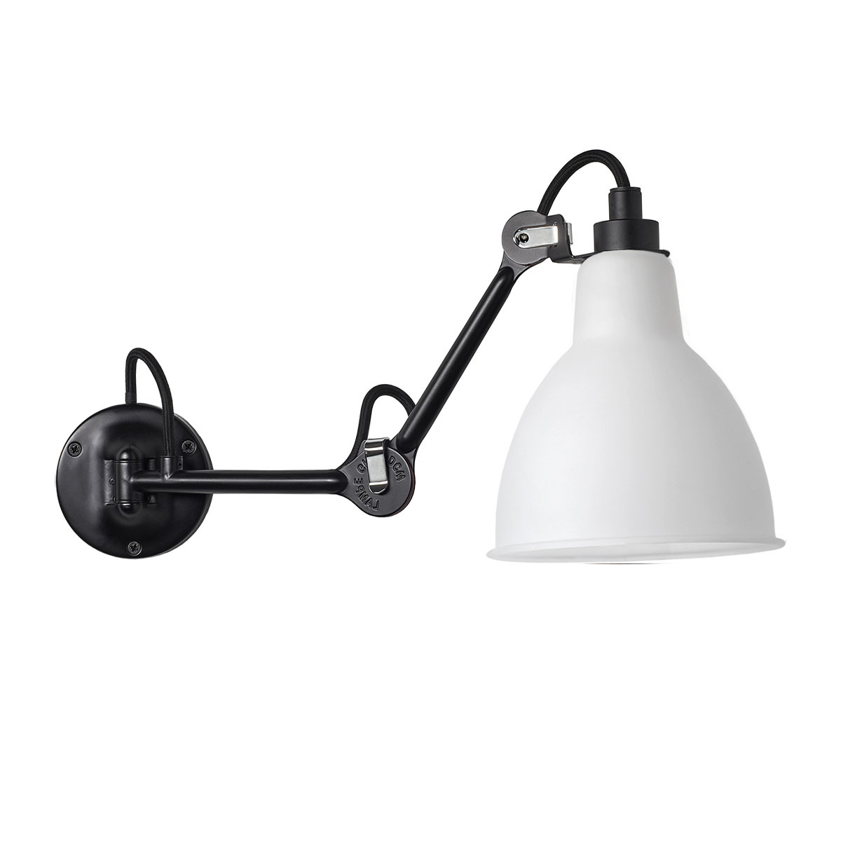 Spezial Angebot Pack Duo Lampe Gras N° 204 Wandleuchte Schwarz, Schirm Polycarbonat mit Schalter in Schwarz Weiß – hochwertige Designerleuchte von DCW Editions ideal im Schlafzimmer