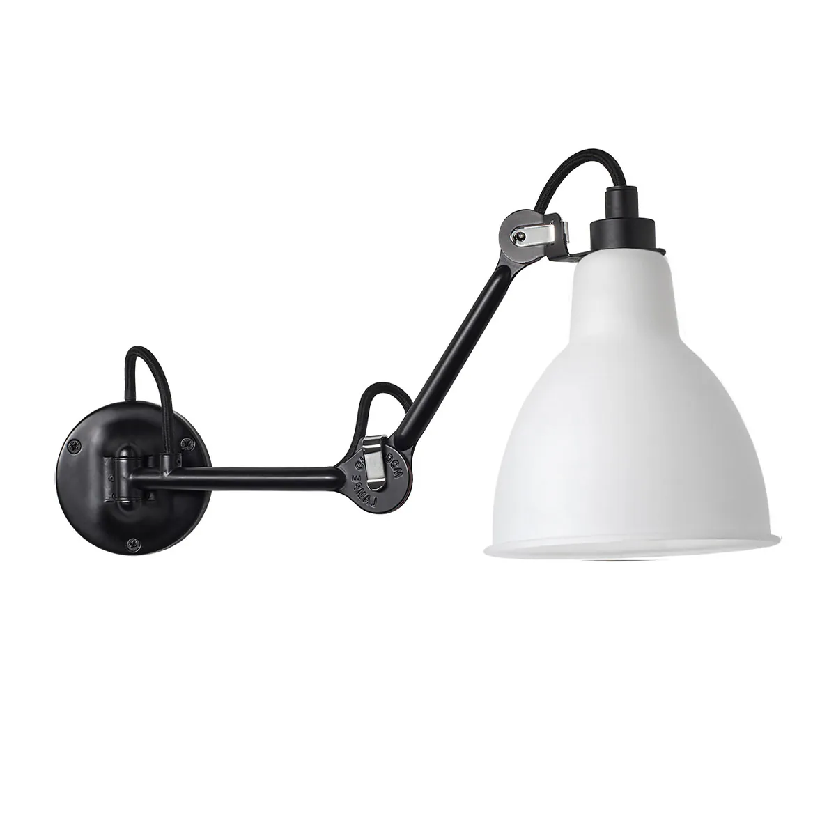 Spezial Angebot Pack Duo Lampe Gras N° 204 Wandleuchte Schwarz, Schirm Polycarbonat mit Schalter in Schwarz Weiß – hochwertige Designerleuchte von DCW Editions ideal im Schlafzimmer