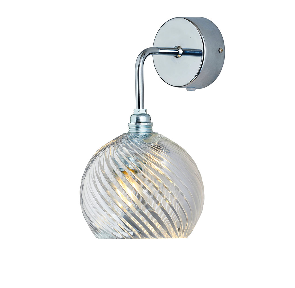 Ebb & Flow Rowan Wandleuchte Crystal S Ø 15,5 cm Rowan Wandleuchte Crystal S Ø 15,5 cm, Silber, Swirl Silber Wandleuchten – skandinavische Glaslampe, mundgeblasen für Flur