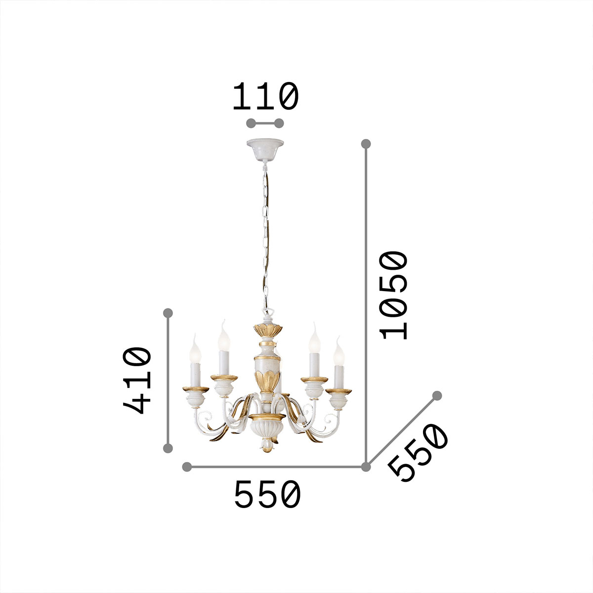 Firenze SP5 Kronleuchter 5-flammig, Gold, Ø: 55 cm