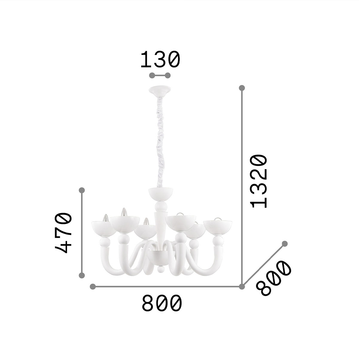 Bon Bon SP6 Moderner Kronleuchter, Weiß, Ø: 80 cm