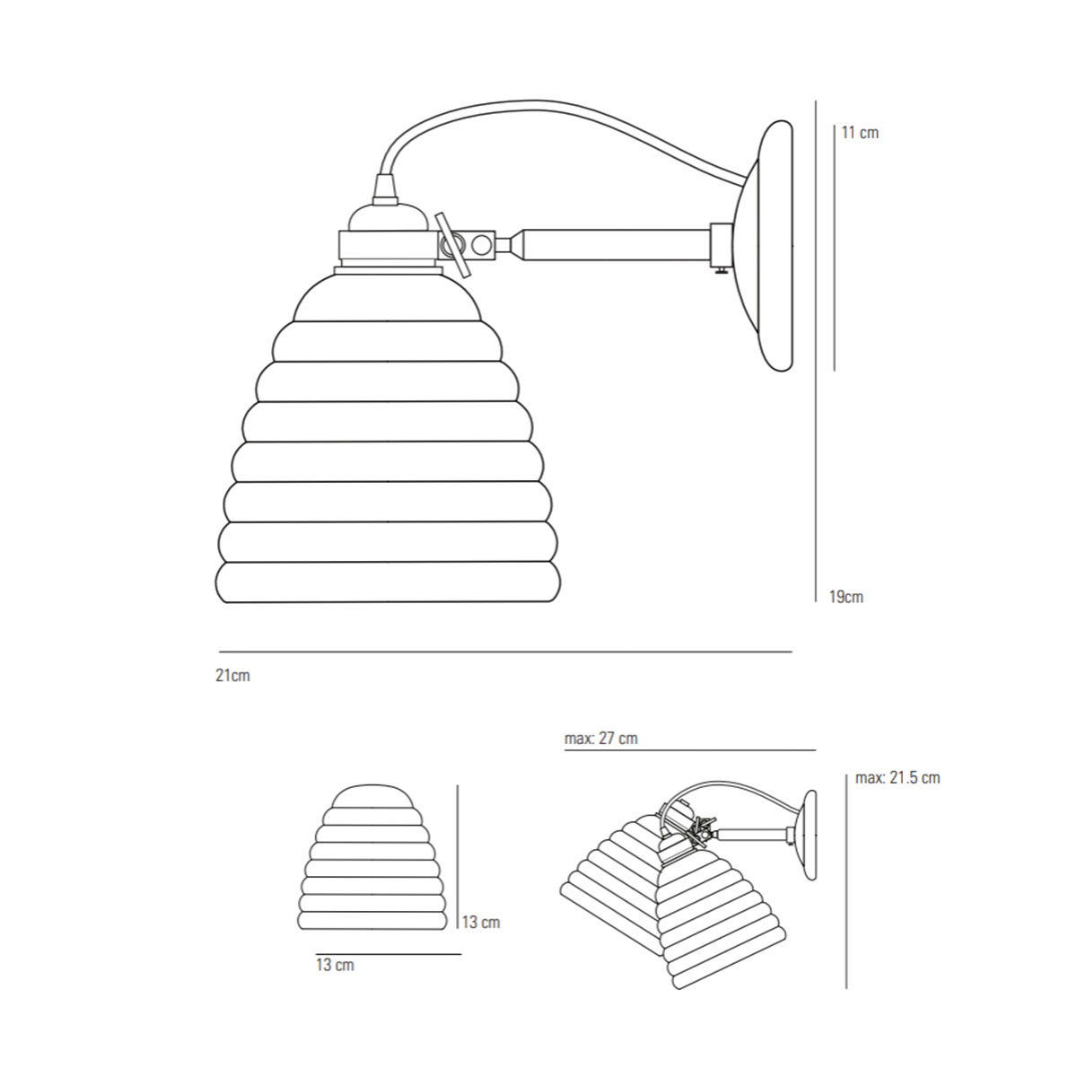 Original BTC Hector Bibendum Wandleuchte Kabel Rot