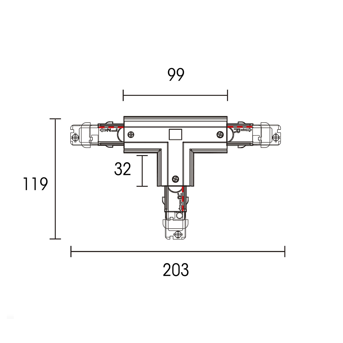 Powergear 3-Phasen T-Verbinder DALI Weiß Erde rechts