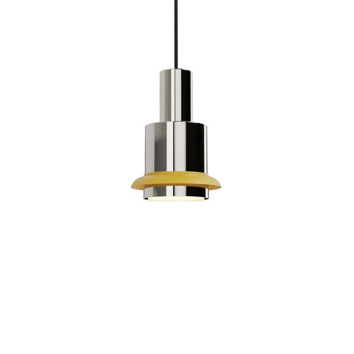 DCW Editions Chaumont 190 Pendant Pendelleuchte, Nickel & Gelb, Modern – kontrastreiche Hängelampe mit farbigem Akzent und warmem Licht für kreative Interieurs