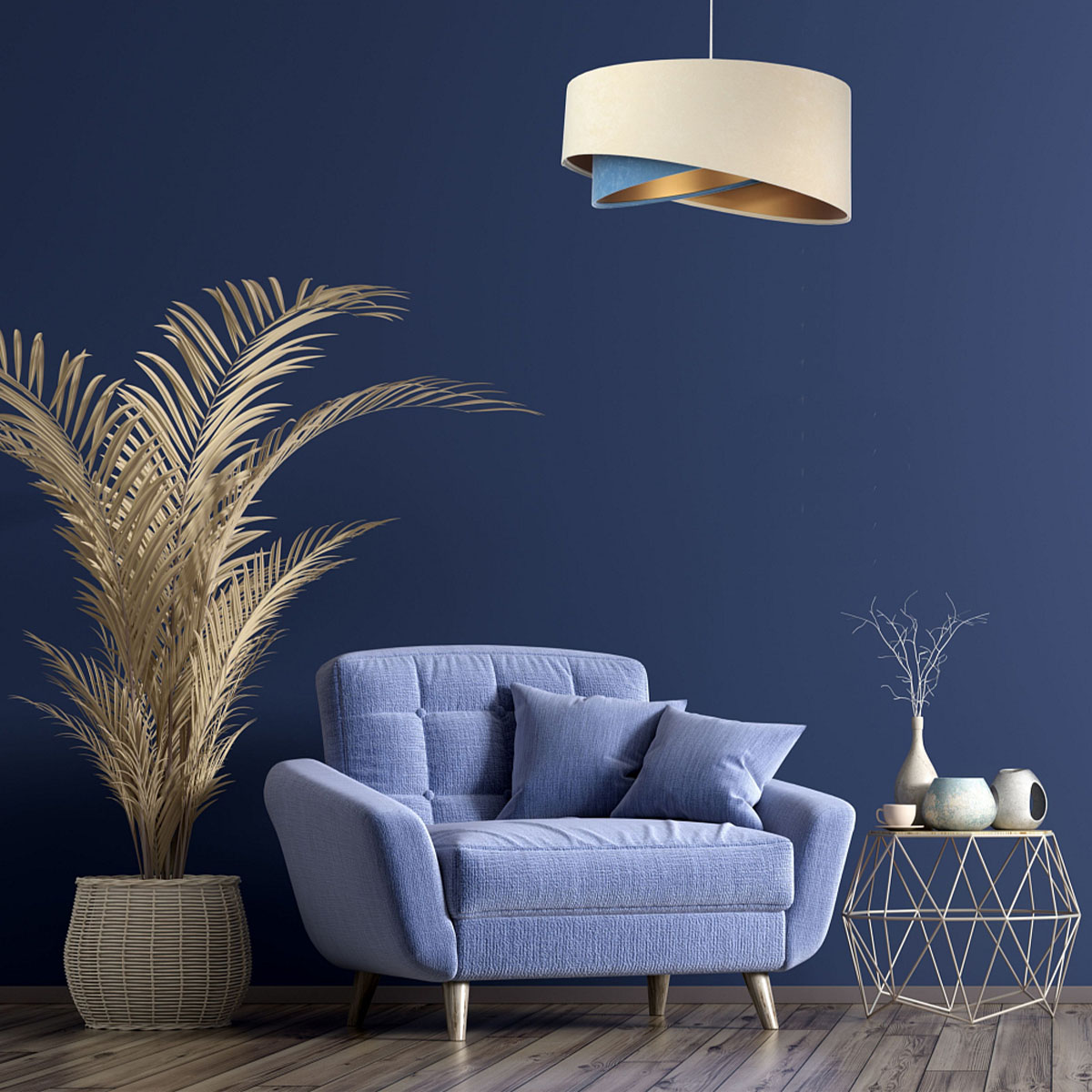 Kinderzimmer Hängeleuchte, Ø: 50 cm, Beige, Blau, Gold