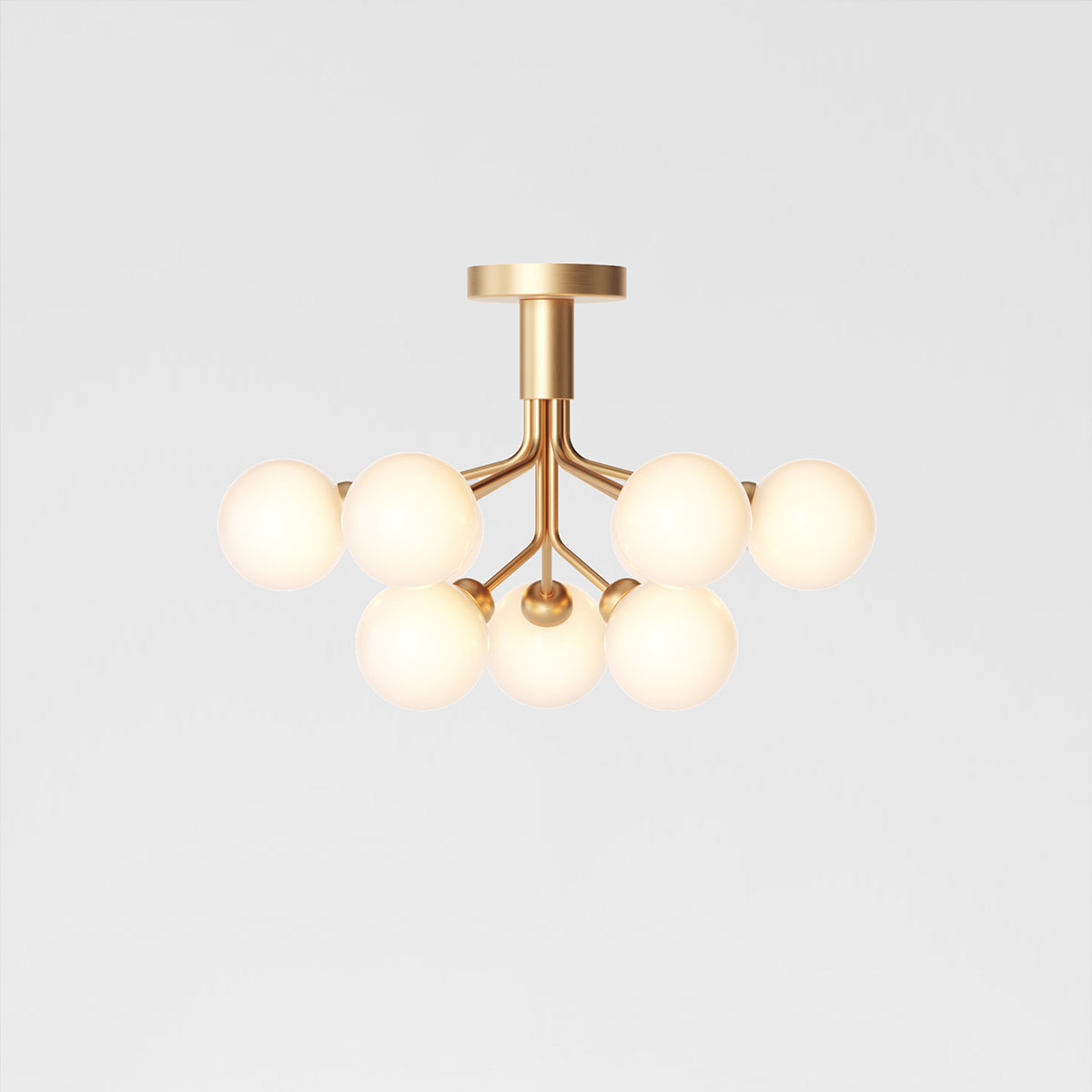 Apiales 9 Deckenleuchte, Ø: 59,5 cm, Messing gebürstet & Opalglas