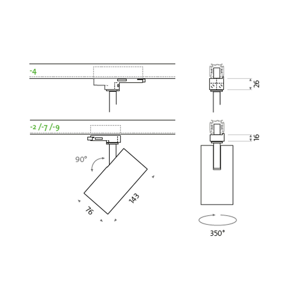Wittenberg 4.0, wi4-str Schienenstrahler, Schwarz matt, Warmweiß 3000K, Flood 38°, Bluetooth