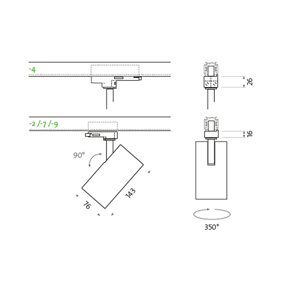 Wittenberg 4.0, wi4-str Schienenstrahler, Schwarz matt, Warmweiß 3000K, Flood 38°, Bluetooth