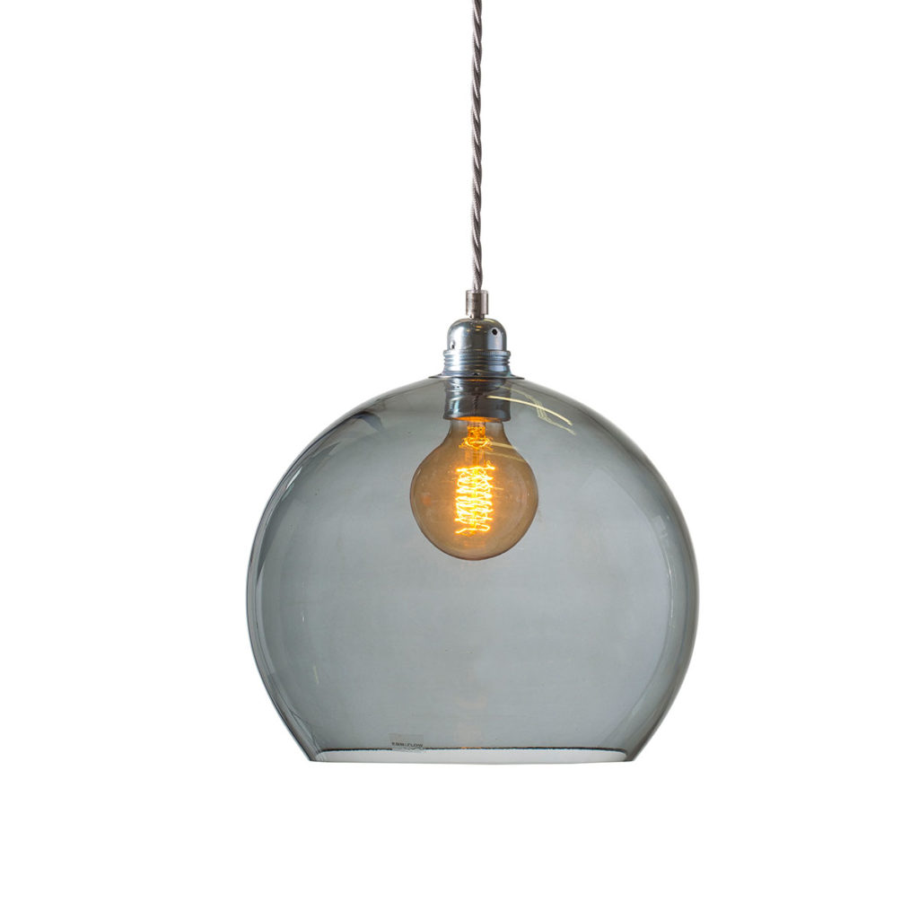 Rowan Pendelleuchte L Ø 28 cm, Smokey Grey, Silber