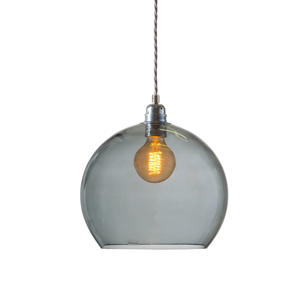 Rowan Pendelleuchte L Ø 28 cm, Smokey Grey, Silber
