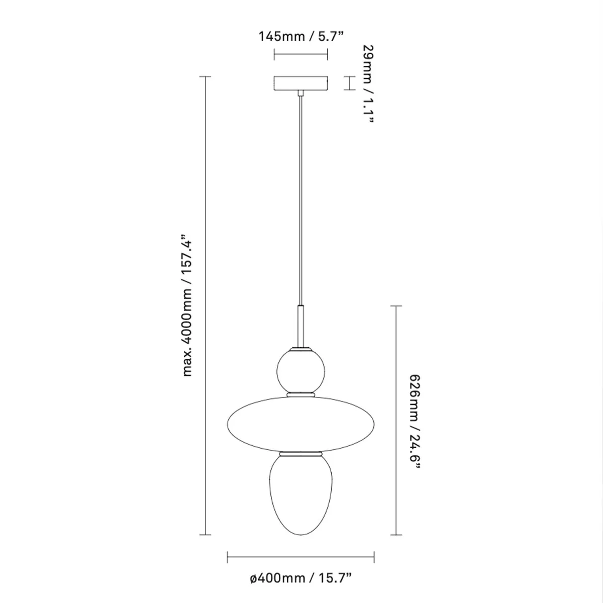 Rizzatto 43 Pendelleuchte, Ø: 40 cm, Silber satiniert