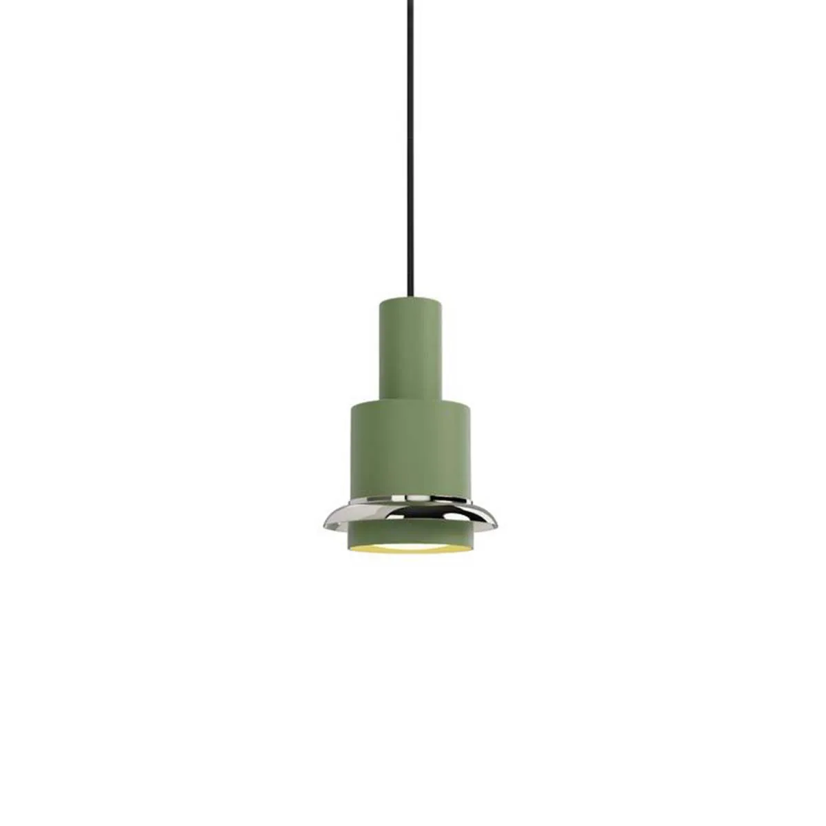 DCW Editions Chaumont 150 Pendant Pendelleuchte, Grün & Nickel, Modern – stilvolle Hängelampe mit glänzendem Nickelrand für elegantes Lichtambiente