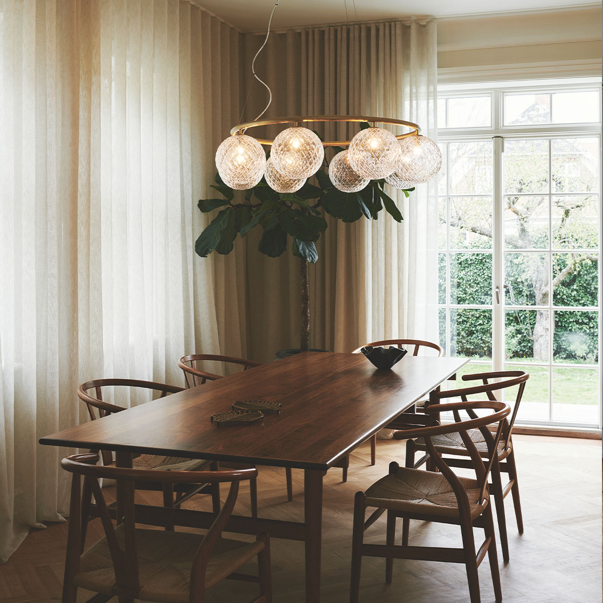 Miira 8 Kronleuchter Ø: 100 cm, Steingrau, Opalglas