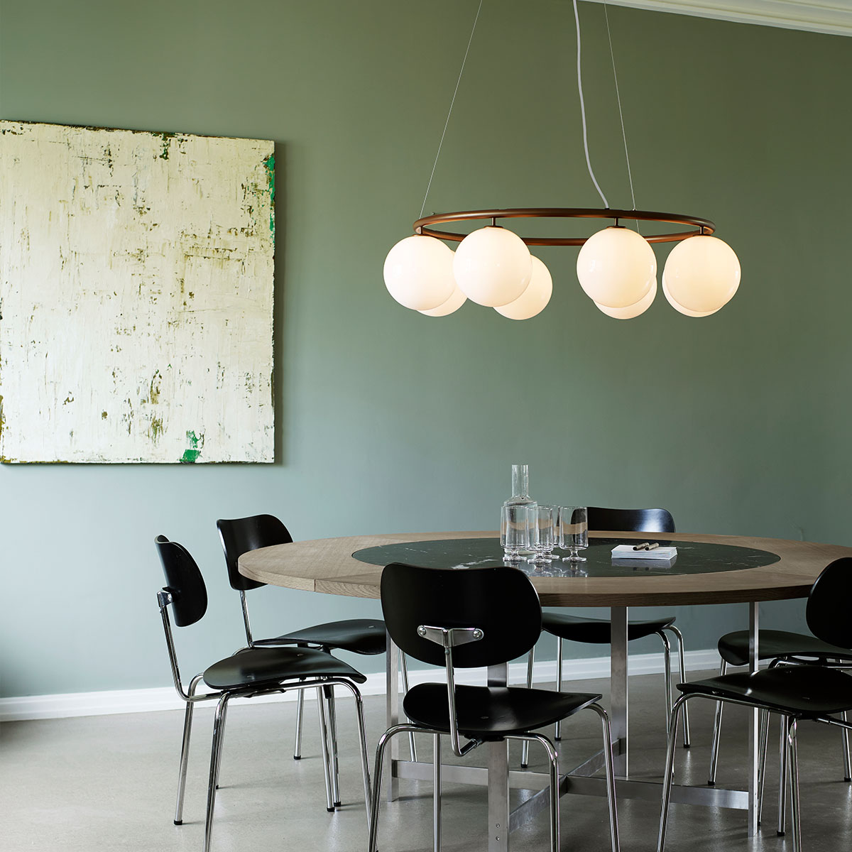 Miira 8 Kronleuchter Ø: 100 cm, Steingrau, Opalglas