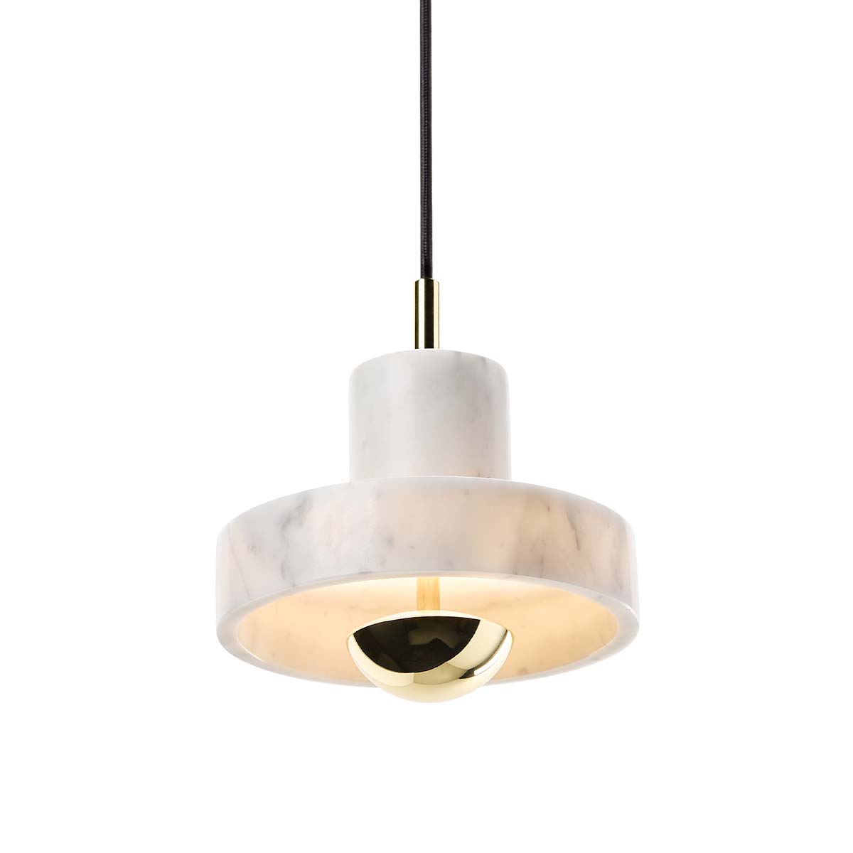 Tom Dixon Stone LED Pendelleuchte, Ø: 18 cm, H: 14 cm, Gold