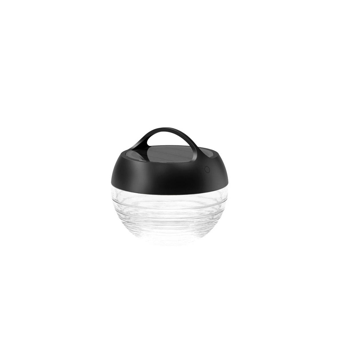 Kleine runde mobile Akku Lampe für außen aus Glas und Metall in der Farbe Schwarz
