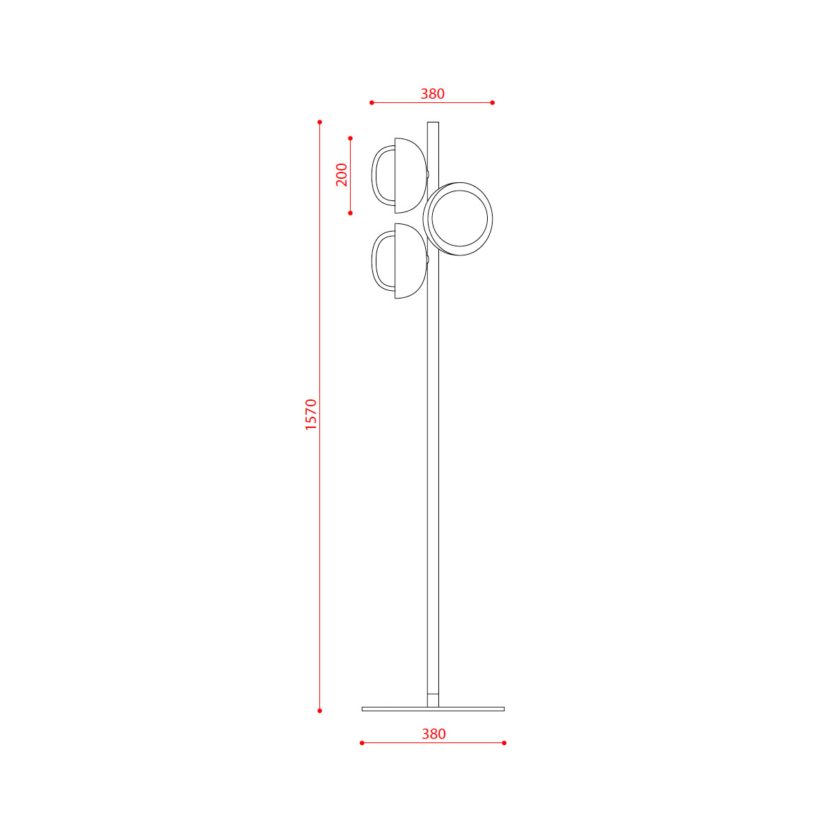 Muse 554.65 Stehleuchte 4-flammig, Schwarz & Messing, Schaltbar Muse 554.65 Stehleuchte 4-flammig, Schwarz & Kupfer, Dimmbar