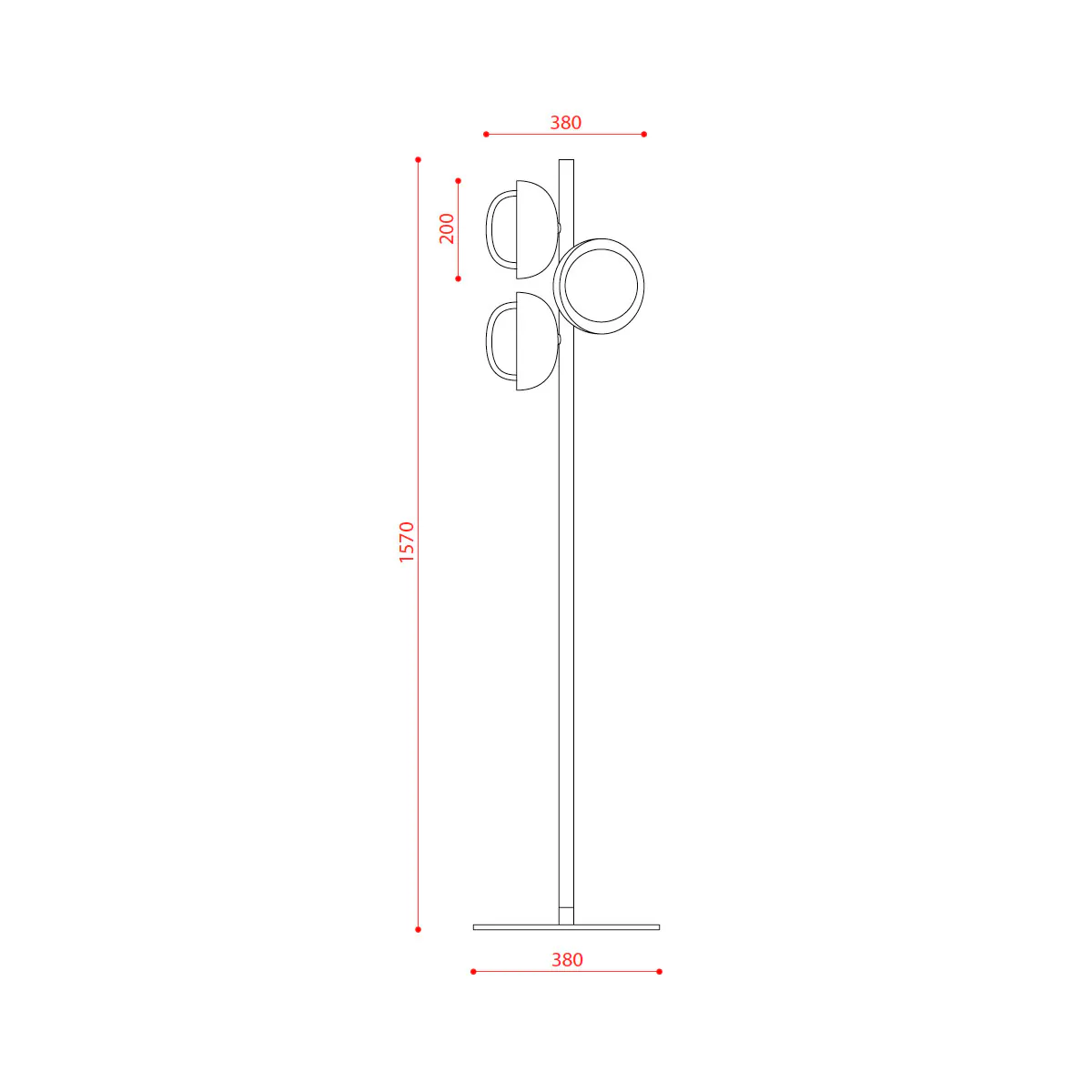 Muse 554.65 Stehleuchte 4-flammig, Schwarz & Kupfer, Dimmbar