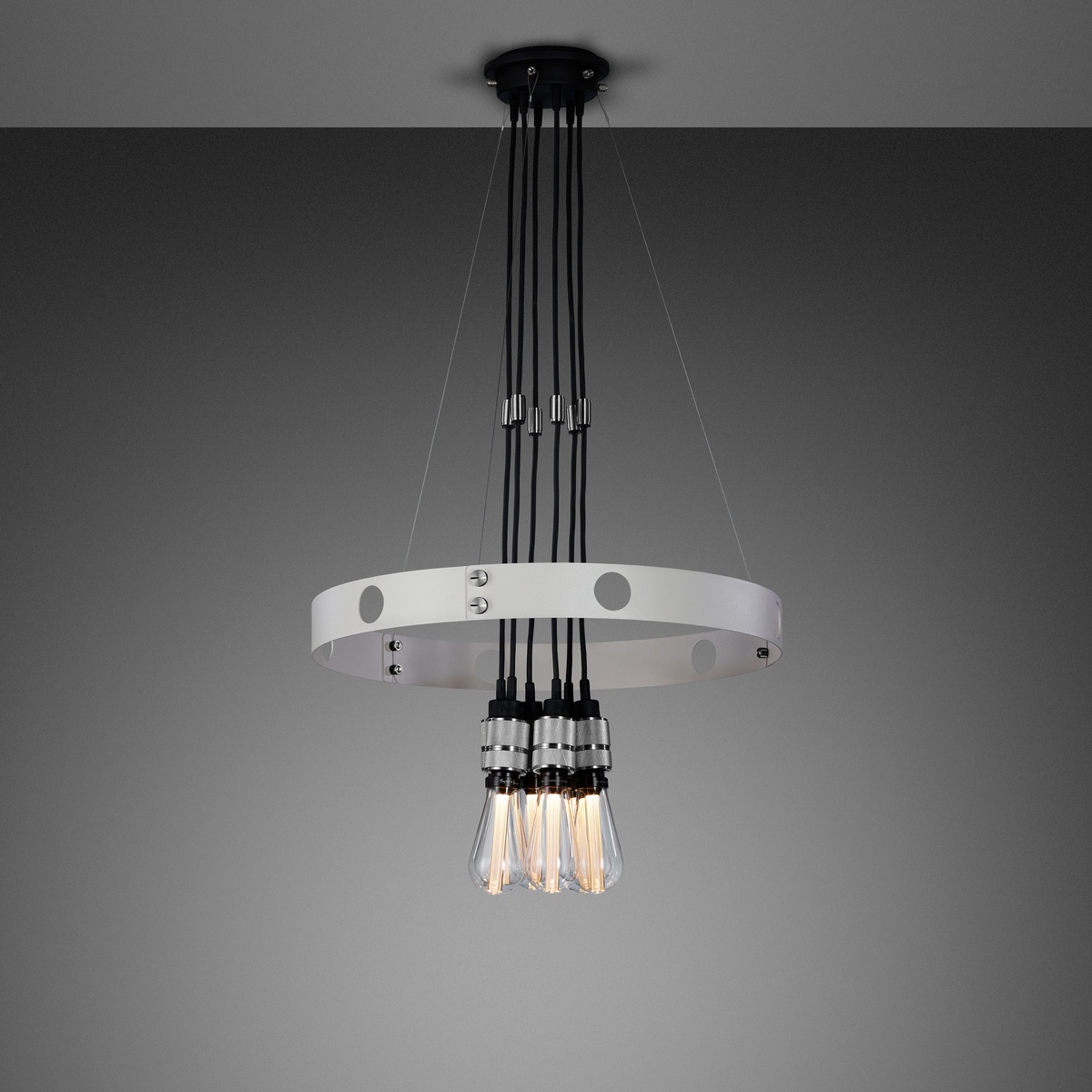 Buster + Punch Hero Light Ring-Pendelleuchte 6-flammig Ø 80 cm, Stein, Stahl