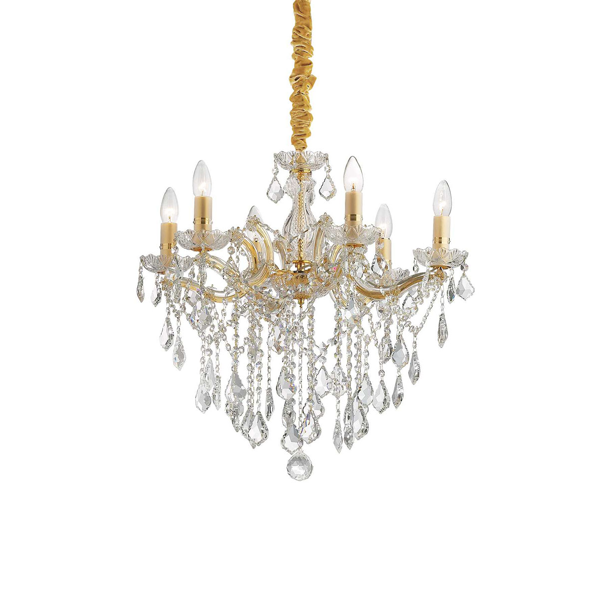 Florian SP6 Kristallglas Kronleuchter 6-flammig, Gold, Ø: 60 cm