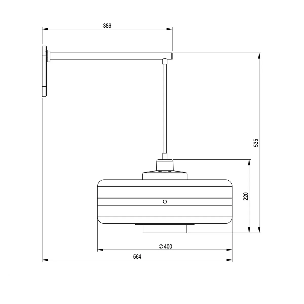 Technische Zeichnung Bert Frank Masina Wandleuchte, Ø: 36 cm