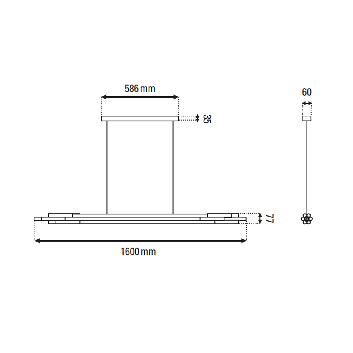 Technische Zeichnung DCW Editions Org Pendant Horizontal Pendelleuchte L: 160 cm