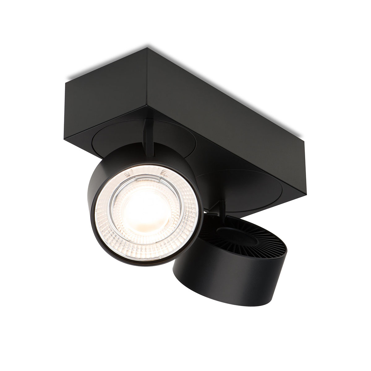 Wittenberg 4.0, wi4-ab-2e Aufbaustrahler, Schwarz matt, Extra-Warmweiß 2700K, Spot 12°, Phase Cut Wittenberg 4.0, wi4-ab-2e Aufbaustrahler, Schwarz matt, Warmweiß 3000K, Flood 38°, Bluetooth