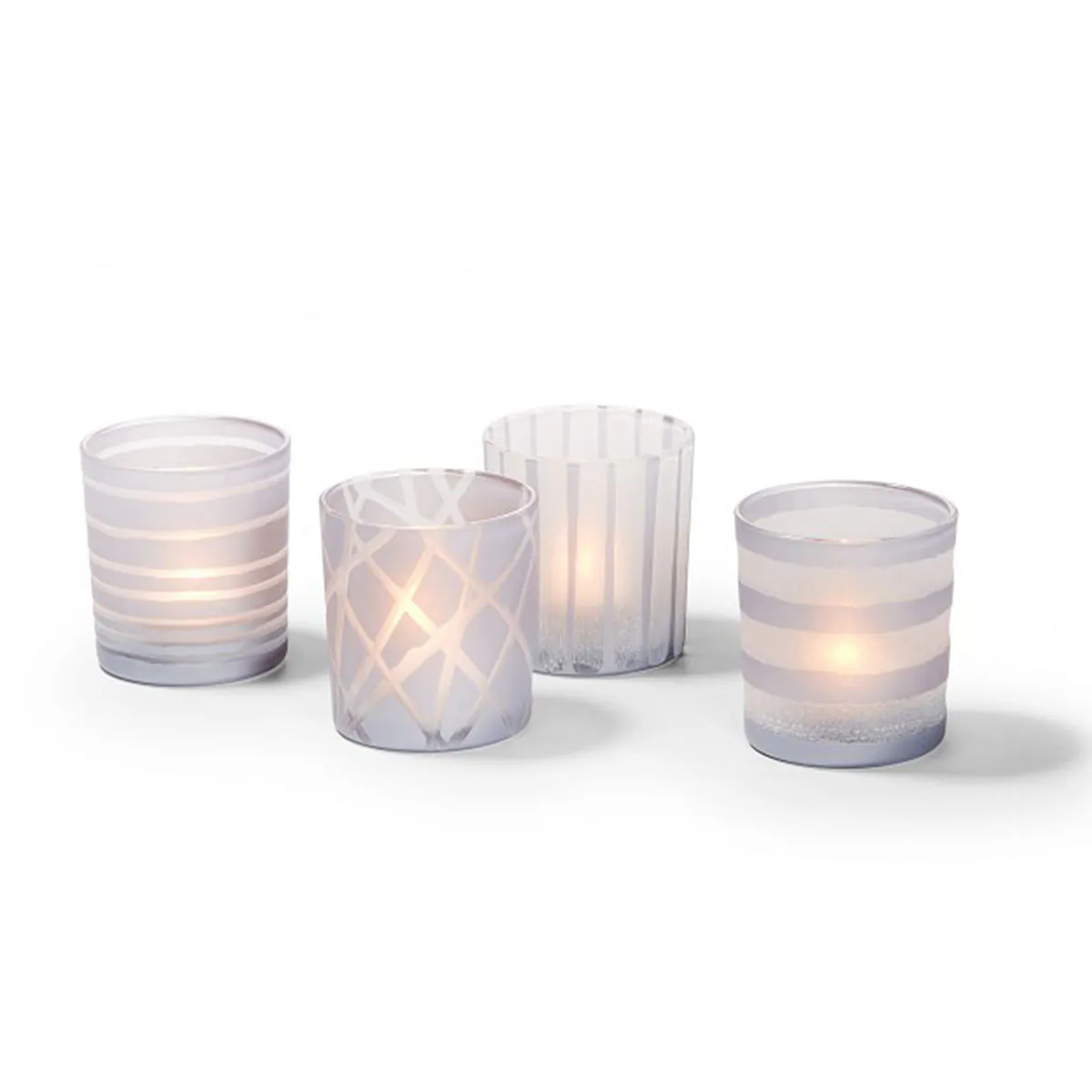 Cloud Teelichtgläser, Muster Blockstreifen, H: 10 cm