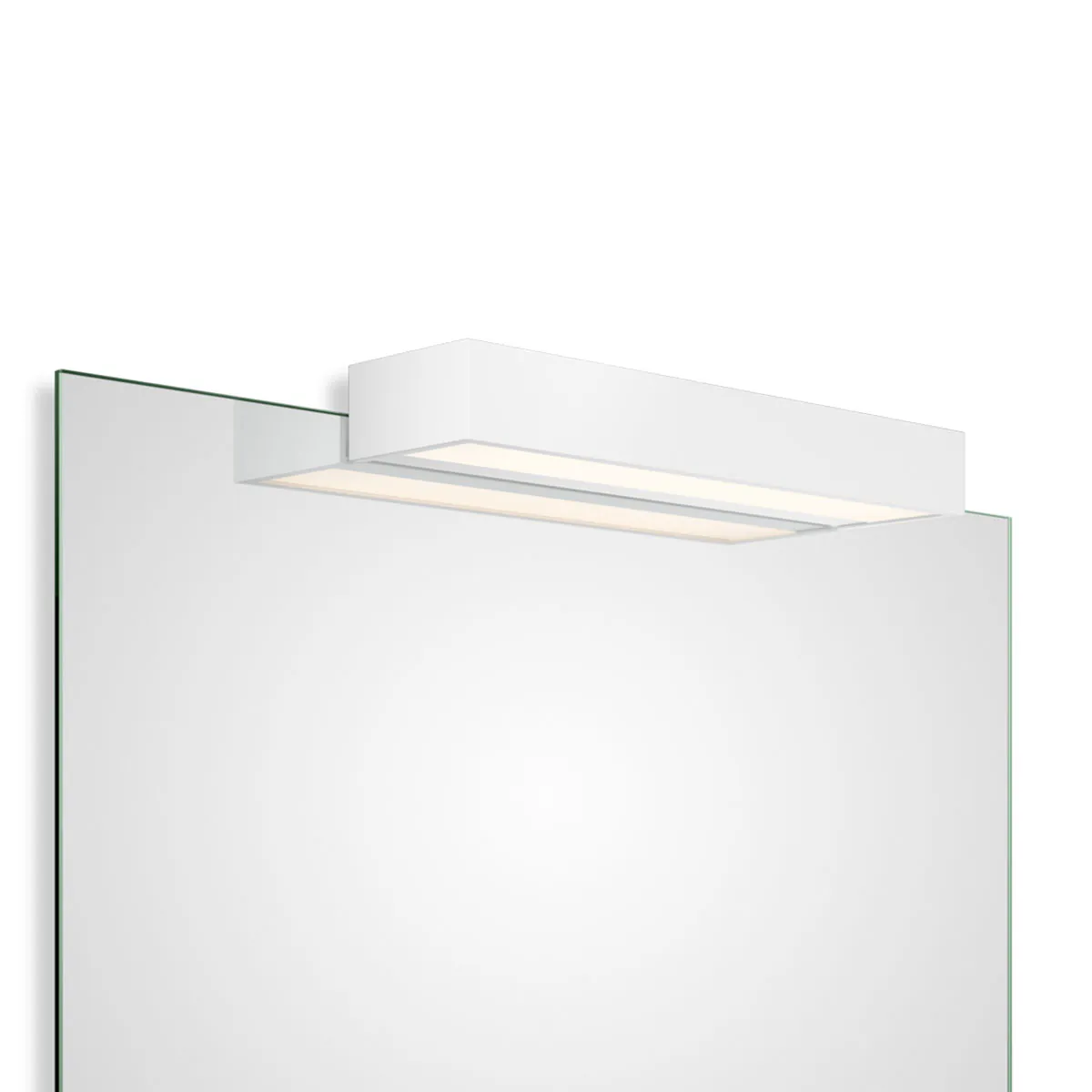 Eleganter Badspiegel mit LED-Beleuchtung – Decor Walther Box 1-40 N LED Spiegel Aufsteckleuchte Bad, Weiß matt, B: 40 cm, Warmweiß 3000K