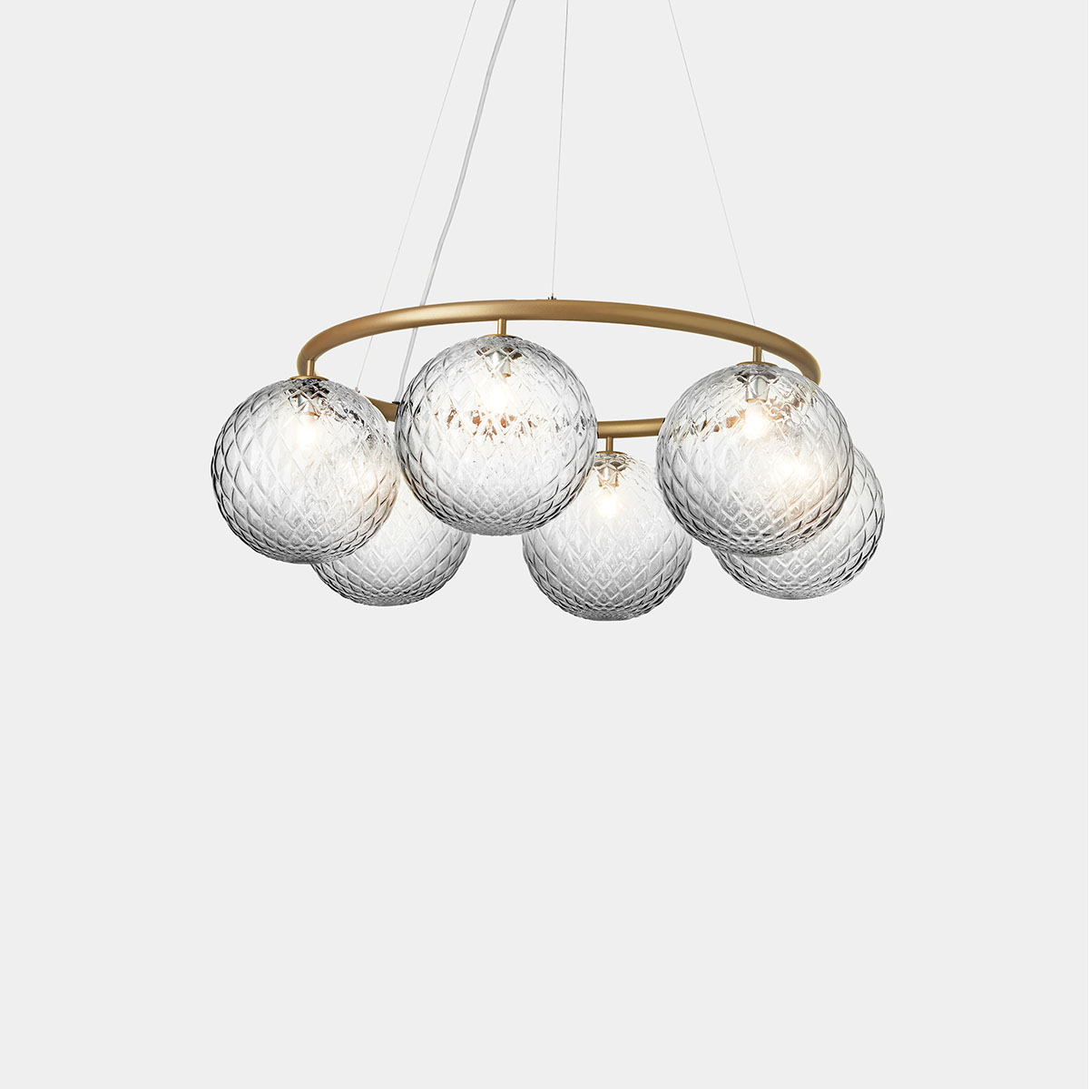 Miira 6 Kronleuchter Ø: 80 cm, Messing, Glas transparent