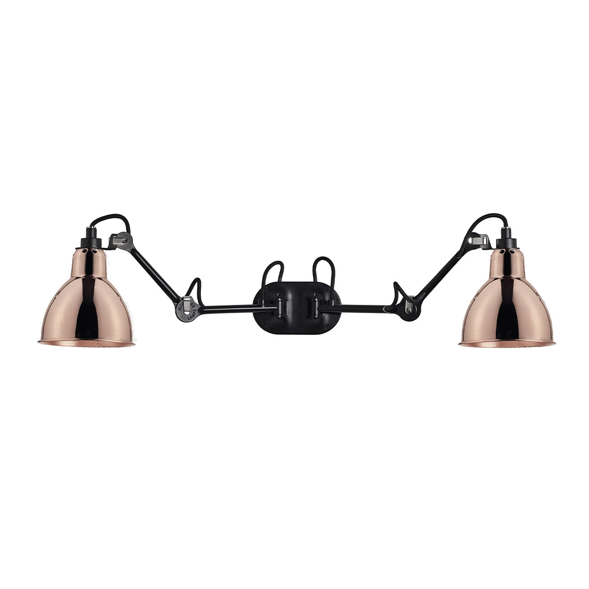 Lampe Gras N° 204 Double Wandleuchte Schwarz, Schirm Kupfer in Schwarz Kupfer – elegante Designerleuchte aus dem Hause DCW Editions ideal im Schlafzimmer