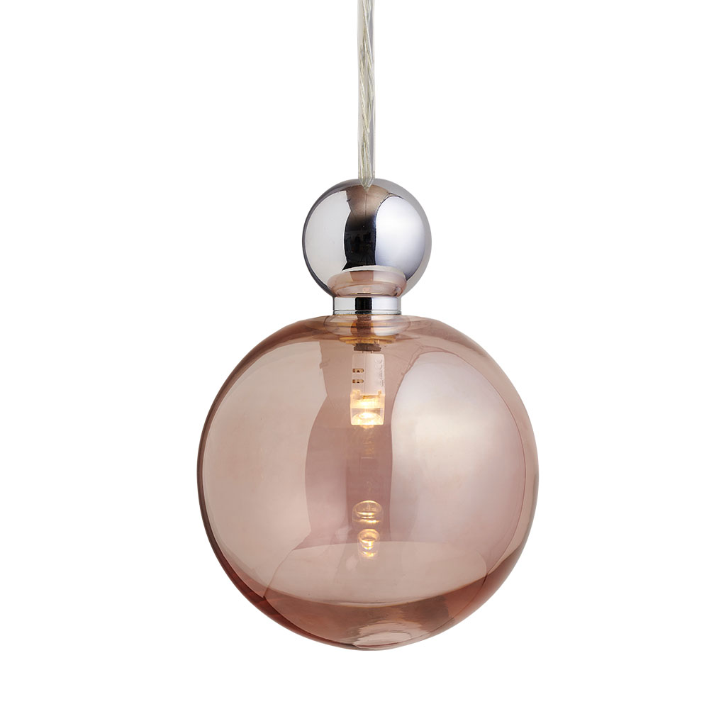 Uva Pendelleuchte L Ø 10 cm, Obsidian, Silber, für Multi-Baldachin